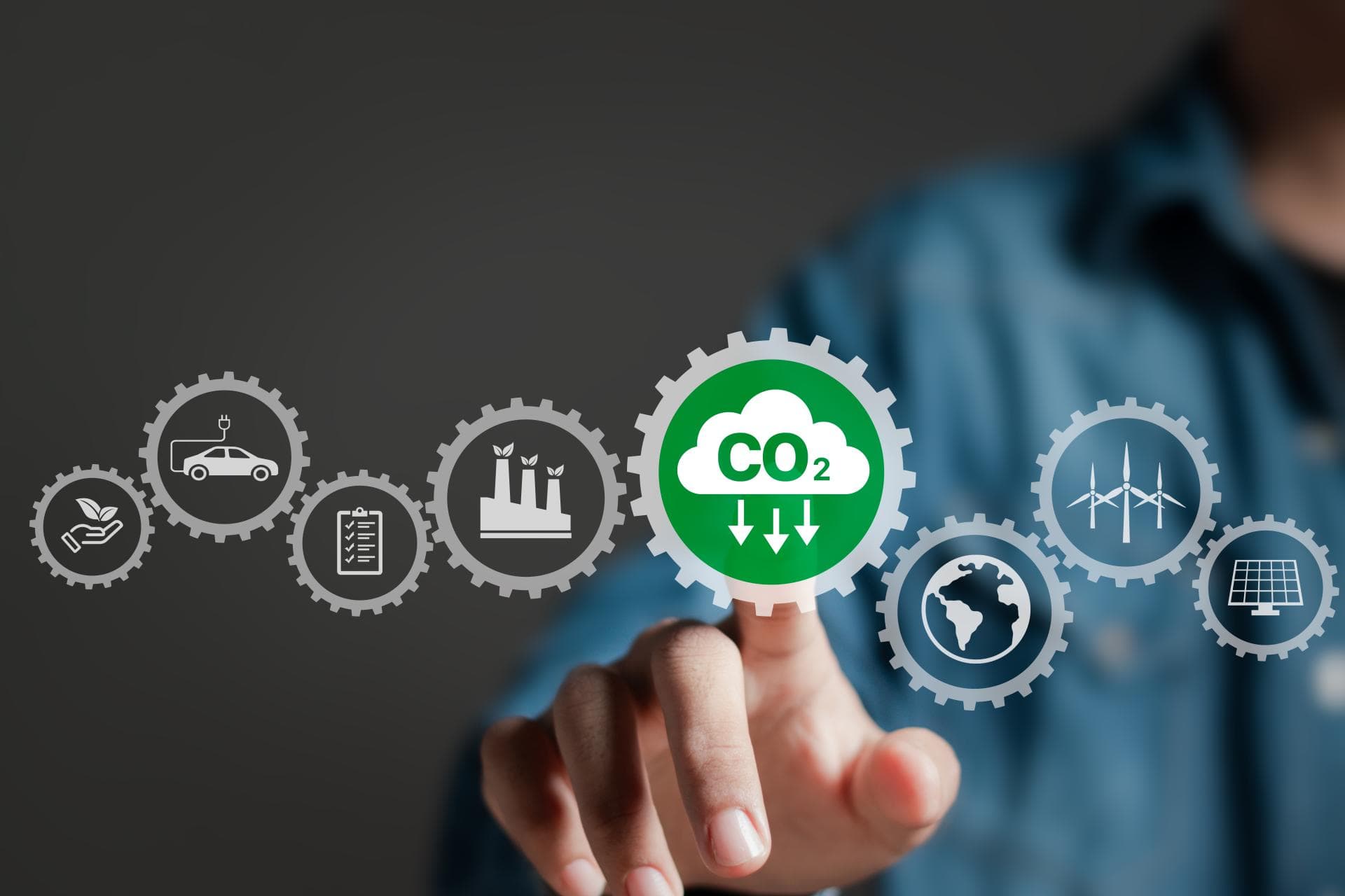 Green business based on renewable energy. Reduce CO2 emission concept. Save energy to save the world, reduce global warming, use